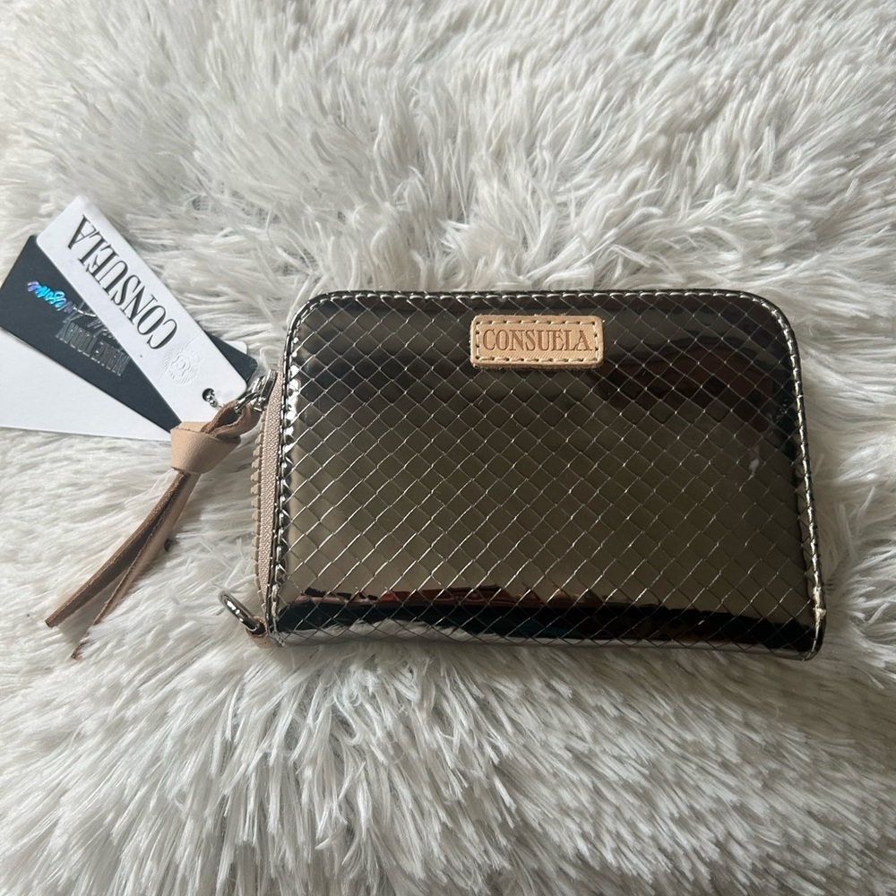 Consuela Kyle Zippy Silver Textured Wallet with Shimmery Finish